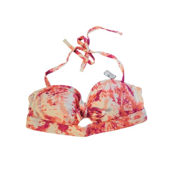 NWT Time and Tru Small 4-6 tie front halter bikini top orange tie-dye - Picture 1 of 4